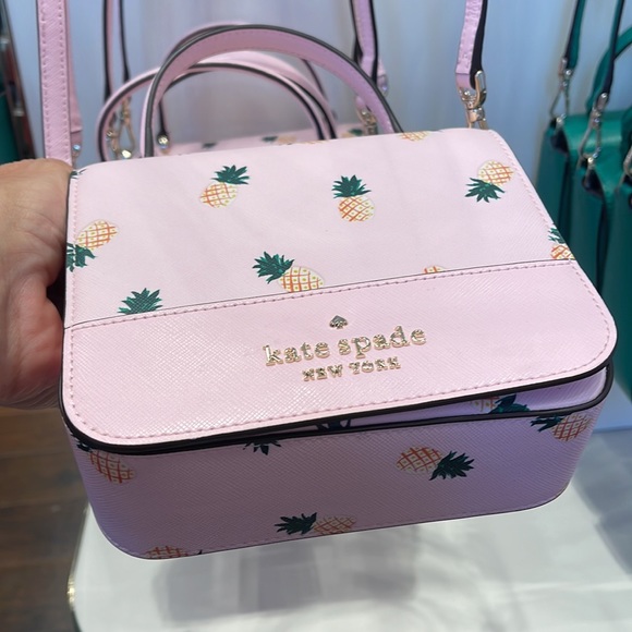 Kate Spade Staci Square Pineapple Crossbody Pink Multi - Picture 6 of 16